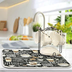 Coffee Black Dish Drying Mat for Kitchen Coffee Beans Maker Cappuccino Latte - Image 5