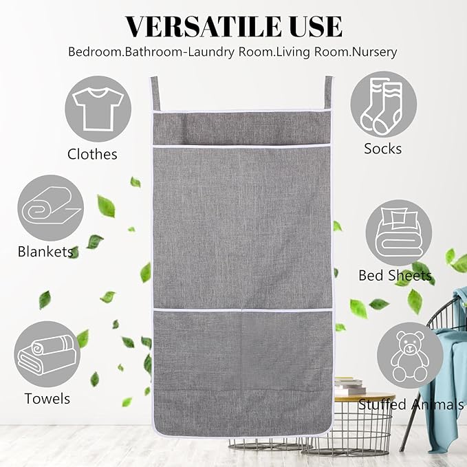 XL Hanging Laundry Hamper Bag, Door Hanging Hamper - Image 7
