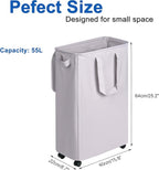 Slim Laundry Hamper with Lid and Wheels, Small Rolling Laundry Basket with - Image 5