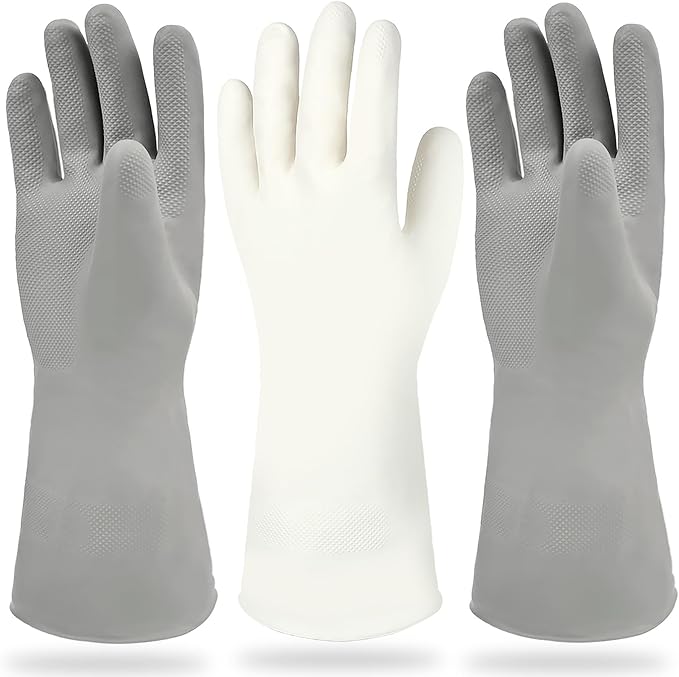 Cleanbear Reusable Dish Washing Rubber Glove Set of 3, Household Cleaning Gloves by Cleanbear