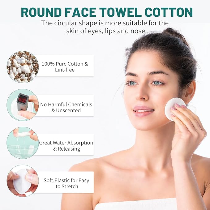 Premium Cotton Rounds for Face, 100% Pure & Natural Facial Cleansing Round Pads - Image 4