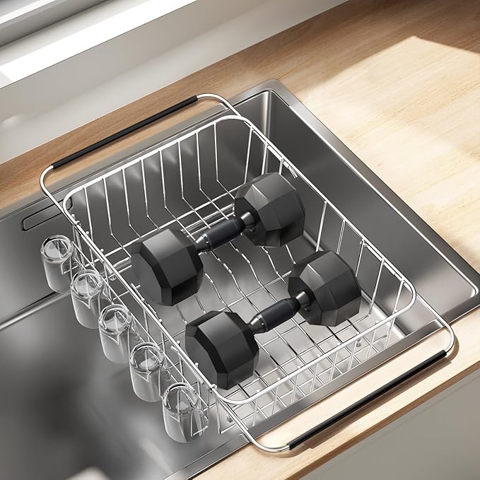 Dish Drying Rack in Sink, Extendable Stainless Steel Dish Drainers - Image 9