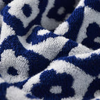 Jacquotha Cotton Hand Towels Navy Checkered Floral - Image 5