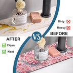 Pink Floral Sink Splash Guard Faucet Mat Flower Butterfly Super Absorbent Fast - Image 6