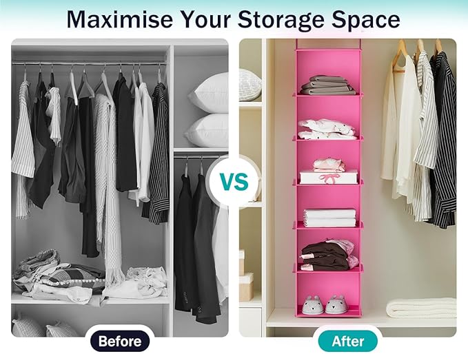 YOUDENOVA Hanging Closet Organizer, 6-Shelf Closet Hanging Shelves - Image 6