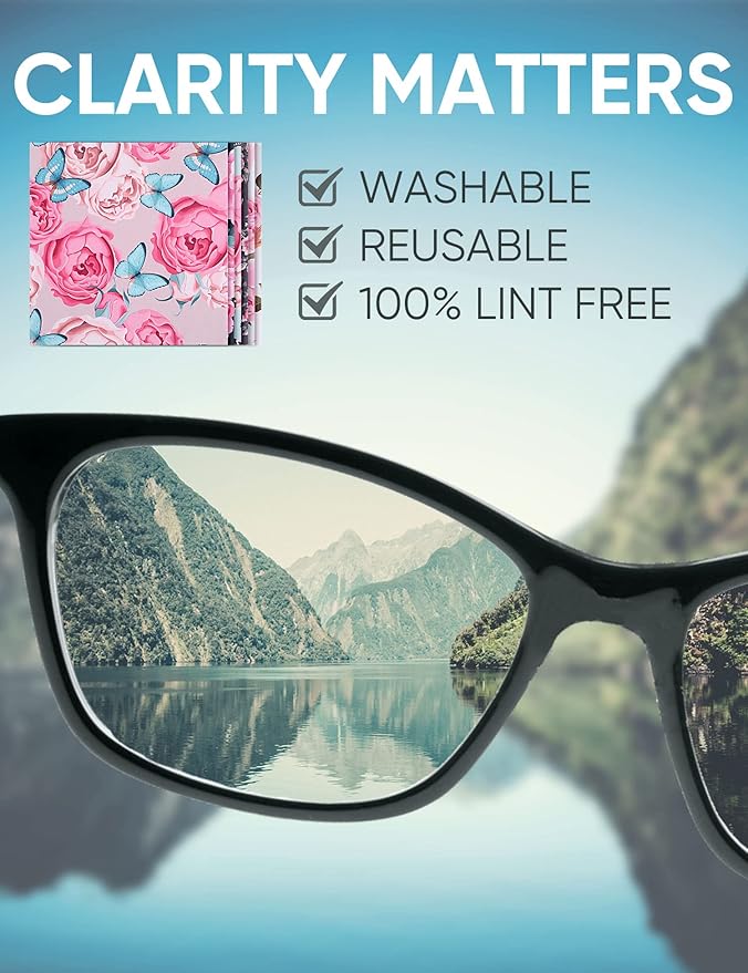 6PCS Thickened Glasses Cleaning Cloth Elegant Flower Design Microfiber Cleaning - Image 4