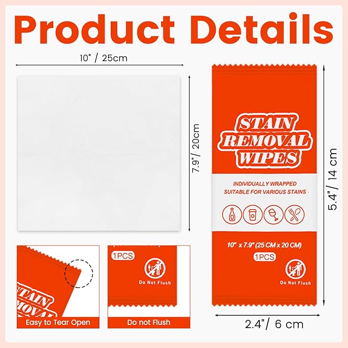 Stain Remover Wet Wipes Bulk, Individual Wrapped Stain Remover - Image 2