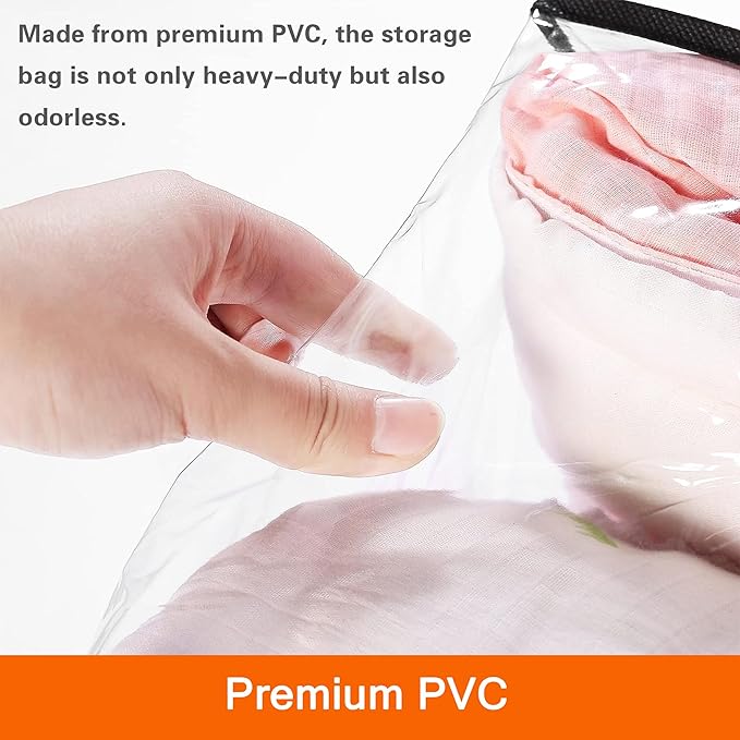 Vieshful 3 Pack 40L+60L+90L Clear Clothes Storage Bag, Zippered Closet Organizer - Image 5