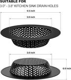 Black Kitchen Sink Drain Strainer, Sink Drain Cover, Food Catcher, Large Wide - Image 2