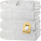 SEMAXE White Bath Towels Set of 4, 100% Cotton Luxury Bathroom Towels, and by SEMAXE