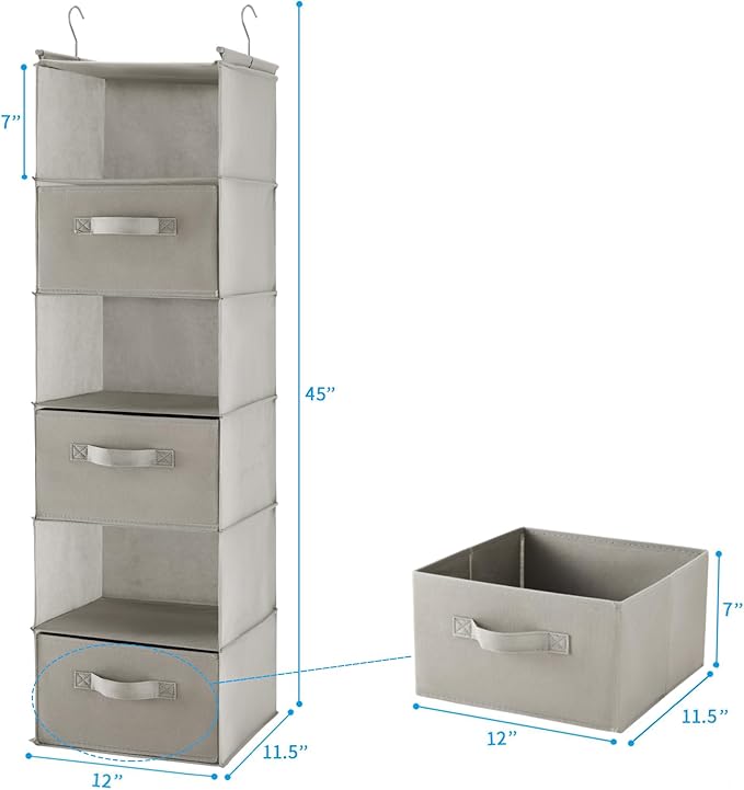 MAX Houser 6 Tier Shelf Hanging Closet Organizer, Closet Hanging Shelf - Image 3