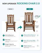 SERWALL Oversized Rocking Chair Outdoor, HDPE Outdoor Rocking Chair, Brown - Image 5