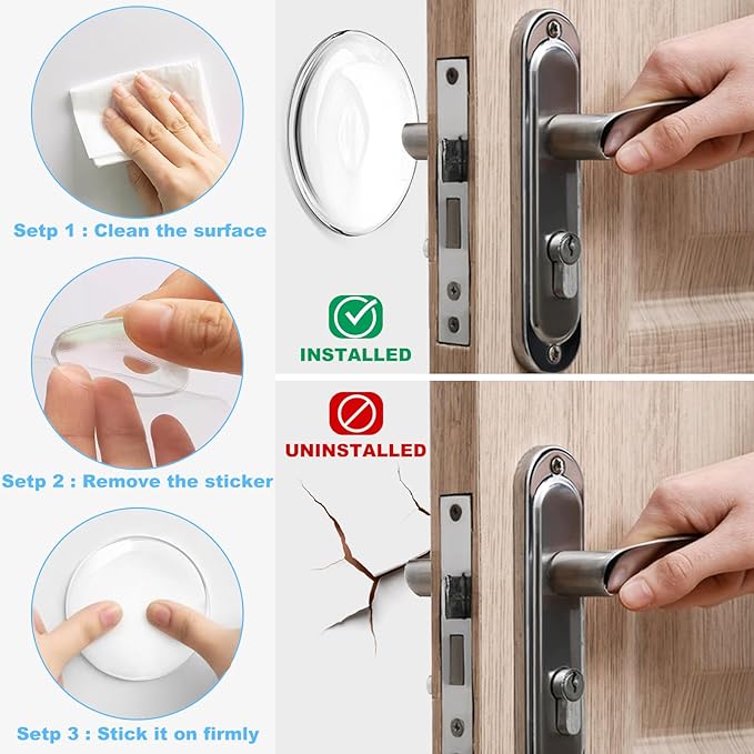 Door Stoppers for Wall, Door Knob Wall Protector 3.15", Self Adhesive Door - Image 3