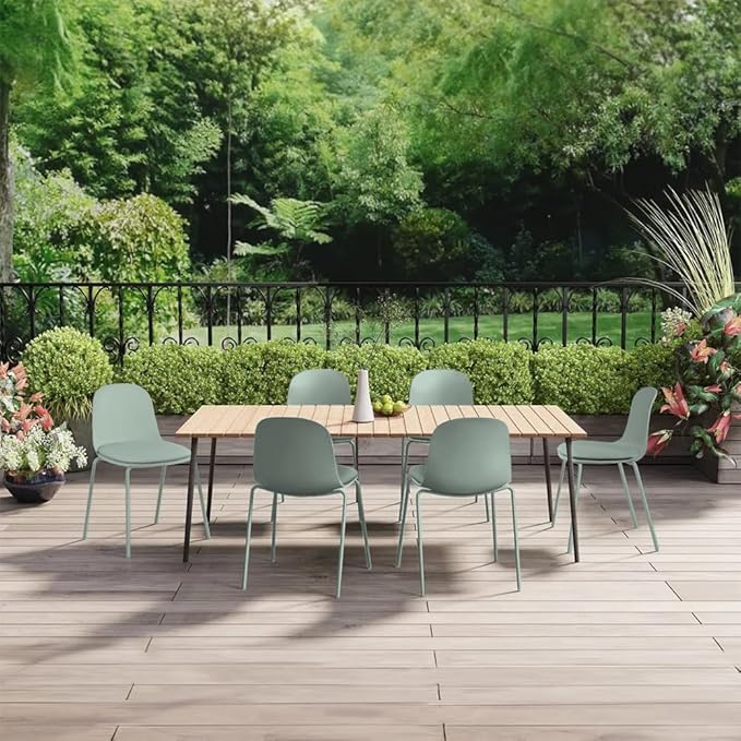 2xhome Modern Stackable Armless Dining Chair | Plastic Shell Seat with Metal Legs | Indoor or Outdoor Use | Home Kitchen Patio (2, Green, Padded Seat) - Image 8