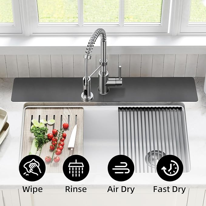 LOPNUR Faucet Mat for Kitchen Sink Protectors, 29 Inch Extra Long Kitchen Sink - Image 8