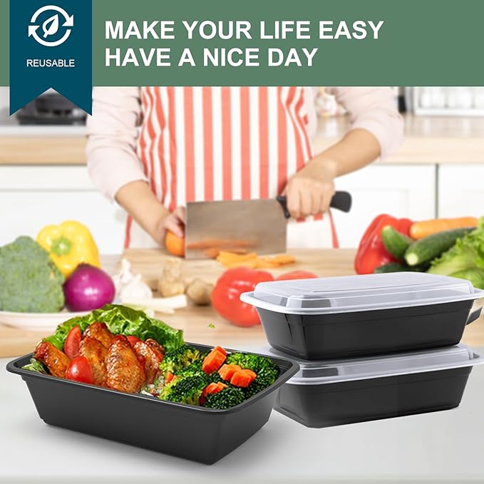 50 Pack Meal Prep Containers 38 oz, Leakproof To Go Food Containers, Disposable - Image 7