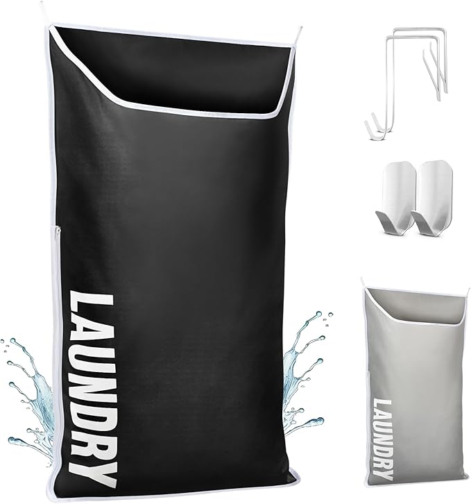 Hanging Laundry Hamper Bag XL 40x22", Space Saving over the Door Storage Bags by DONAQ