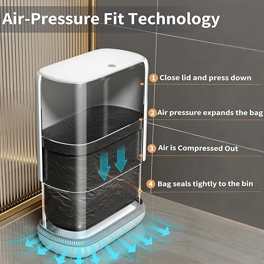 Bathroom Trash Can with Lid, 3 Gallon Small Slim Garbage Bin with - Image 2