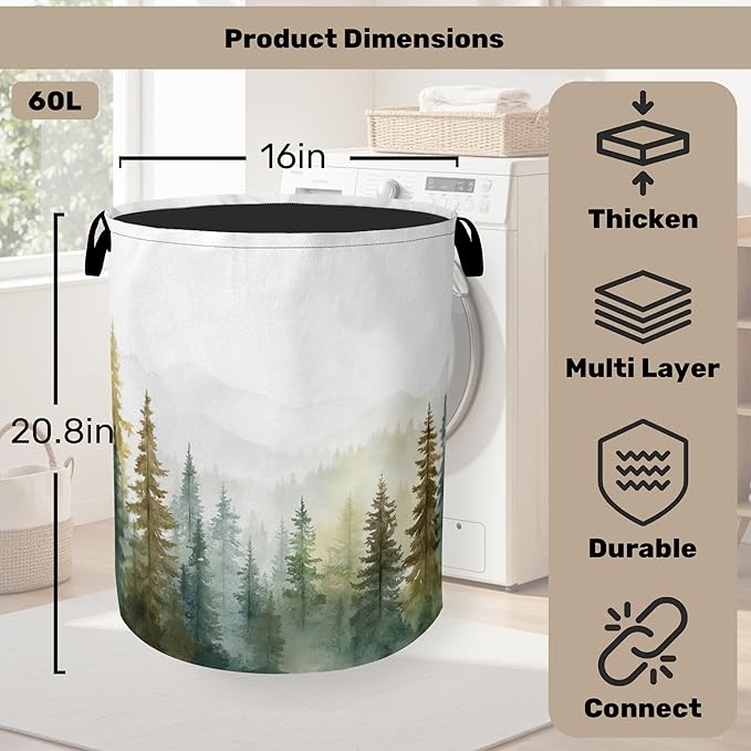 Misty Forest Green Foldable Laundry Hamper - Image 2