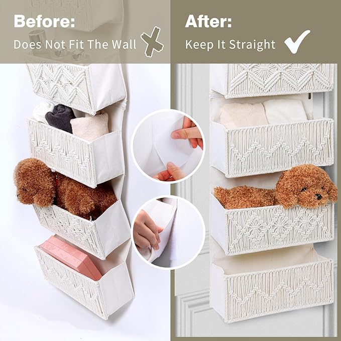 ANTIS'S HOME Over the Door Organizer Macrame Boho Nursery Storage - Image 3