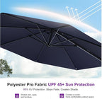 PURPLE LEAF 10 Feet Patio Umbrella With Base Outdoor Cantilever Round Aluminum Offset With 360-Degree Rotation for Deck Garden Pool Navy Blue - Image 7