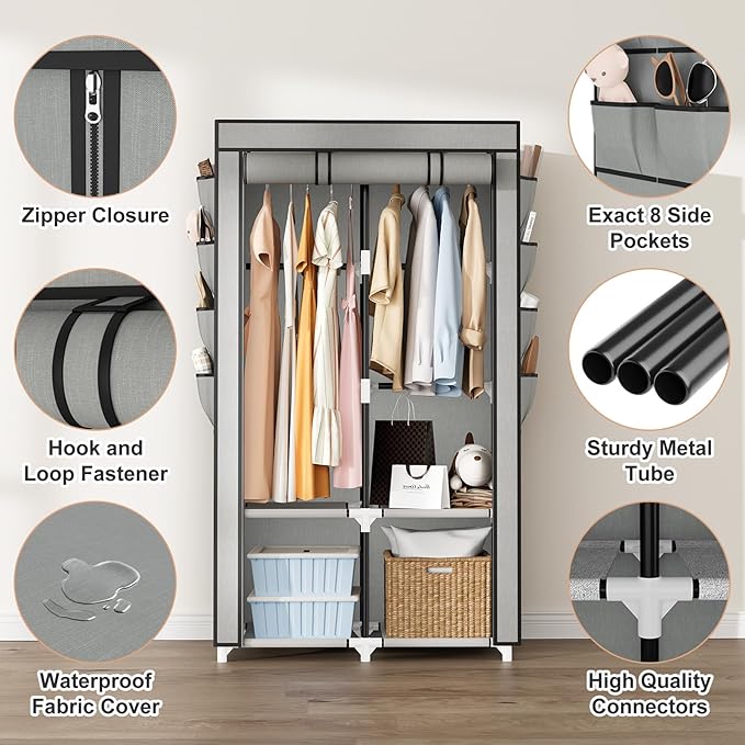 Portable Closet for Hanging Clothes, Portable Wardrobe Closet - Image 4
