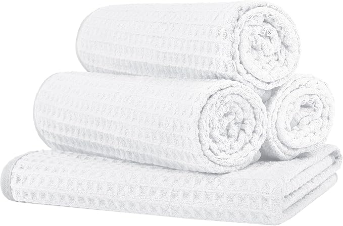 HOMEXCEL 4 Pack Premium Waffle Gym Towels, Ultra Soft Cooling Towels Highly by HOMEXCEL