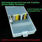 Fielect 100 x AA Battery Storage Case Holder Organizer Box Transparent - Image 3