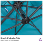 PURPLE LEAF 11.5' X 11.5' Telescopic Patio Umbrella with Base Included Lifting Cantilever Offset Square Large Umbrella for Pool Outdoor Patio Deck Garden Turquiose - Image 8
