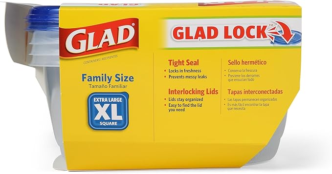 Glad GladWare XL Square Food Storage Containers, Family Size Meal Container - Image 6