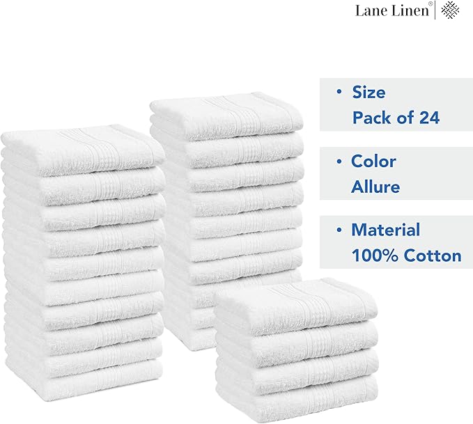 LANE LINEN White Washcloths 24 Pack - Image 8