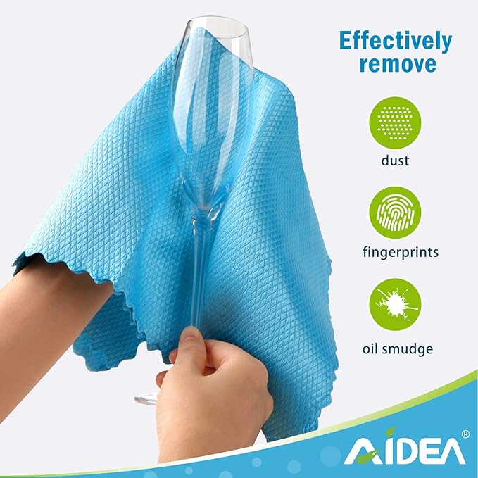 AIDEA Microfiber Glass Cleaning Cloths, Lint Free Magic Cleaning Cloth - Image 2
