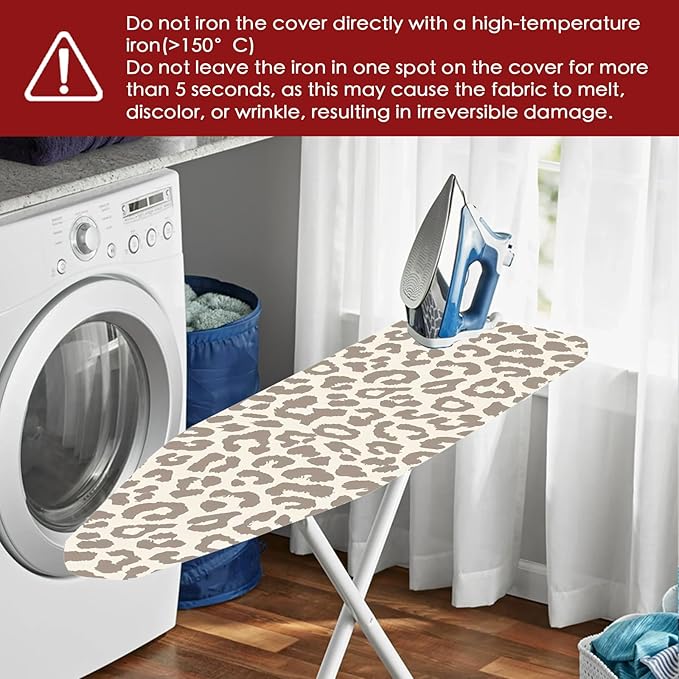 Nuxovilar Beige & Gray Leopard Print Pattern Ironing Board Cover, 15×54 inch - Image 6