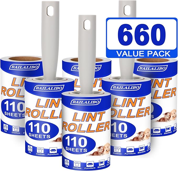 BAILALIBO Lint Rollers for Pet Hair Extra Sticky, 660 Sheets Mega Value Set by BAILALIBO