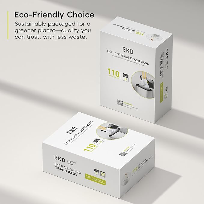 EKO 21 Gallon / 50-90 Liter, Extra-Strong Unscented Garbage Bags, Easy-Dispense - Image 7