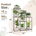 Bamworld Tall Plant Stand Indoor Wood Shelf Outdoor Tiered Rack for Multiple Flowers 5-Tier 7-Pot Ladder Holder for Plant Pots Gardening Decor - Image 7