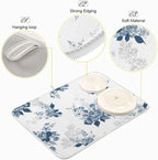 Tarity Watercolor Blue Flower Dish Drying Mat - Image 4