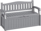 80-Gallon Outdoor Storage Bench, Waterproof Deck Box with Lockable Lid & Armrests for Patio, Garden, Pool, Gray by Acurax
