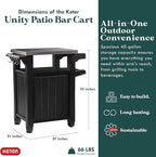 Keter Outdoor Grill Prep Table & Serving Cart, Stainless Steel Top, Unity, 40 Gal, Brown - Portable Bar Table and Cooking Accessory for Pool, Patio, Lawn, and Backyard - Image 2