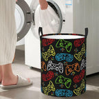 Colorful Game Joystick Silhouettes Laundry Hamper Bag - Image 6