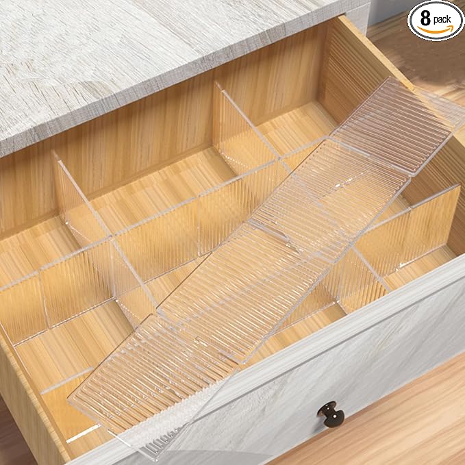 Onerbuy 8pcs Adjustable Grid Drawer Dividers DIY Plastic Closet Separator Tidy by Onerbuy