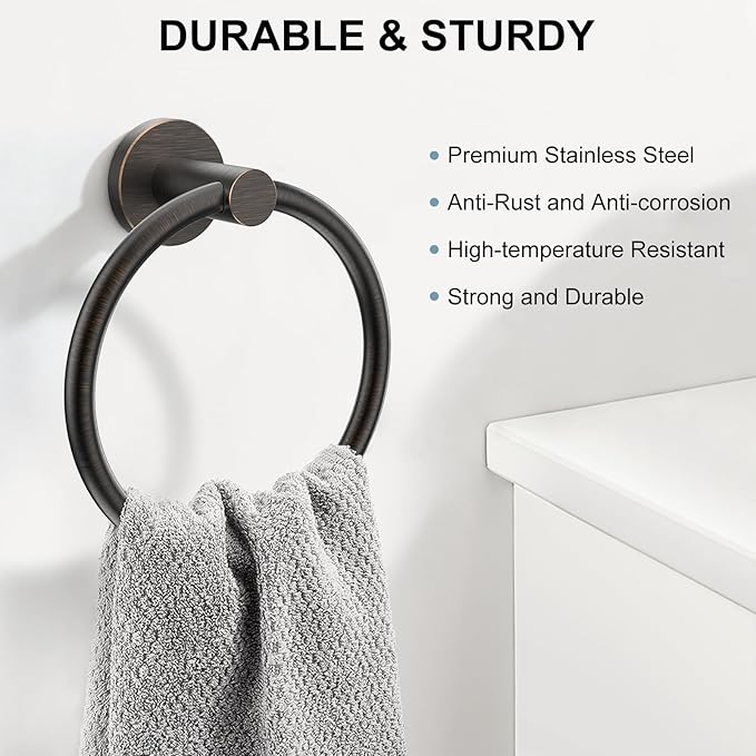 SetSail Towel Holder for Bathroom Wall 2 Packs Towel Ring Screw-in Stainless - Image 2