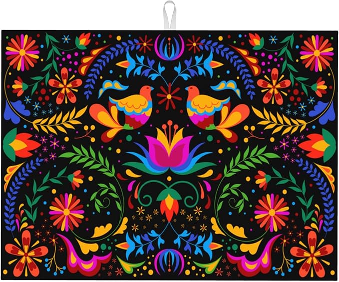 Mexican Flower Microfiber Dish Drying Mat by Unknown