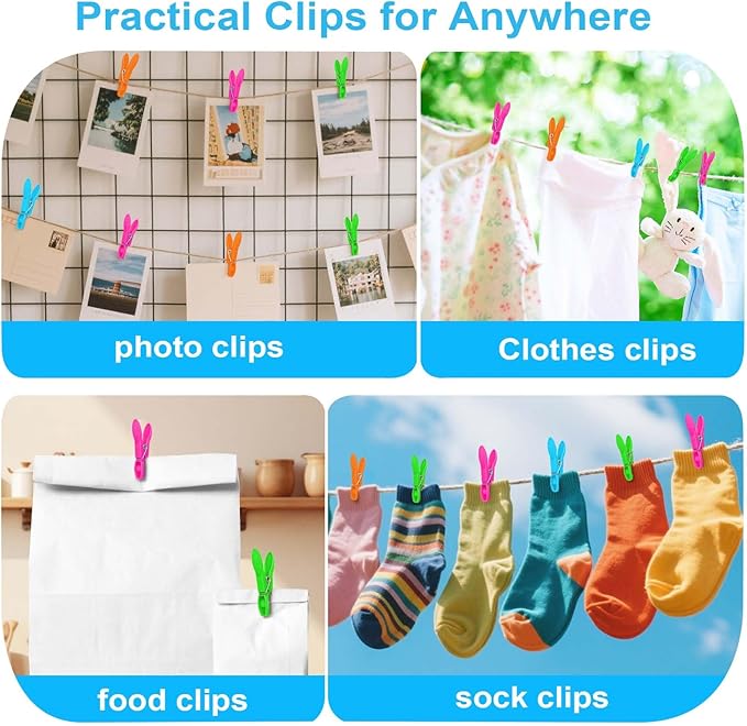 Colorful Plastic Clothespins, Heavy Duty Laundry Clothes Pins Clips Pegs - Image 8