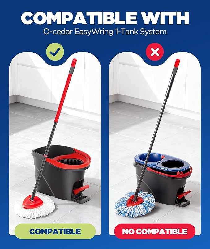 4-in-1 Mop Heads Replacements for O Cedar EasyWring 1 Tank System, Includes 1 - Image 2