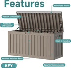 80 Gallon Waterproof Resin Deck Box, UV Resistant Outdoor Storage for Garden, Patio, Porch, Delivery, Grey - Image 3
