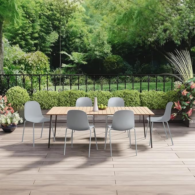 2xhome Set of 2 Modern Stackable Armless Dining Chairs, Plastic Shell Seat with Metal Legs for Indoor Outdoor Home Kitchen Patio Cafe, Gray - Image 8