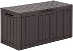 YITAHOME 80 Gallon Outdoor Storage Box, Large Water Resistant Resin Deck Box, Indoor Outdoor Lockable Storage Container for Patio, Garden, Cushions, Tools, Equipment (Dark Brown) by YITAHOME
