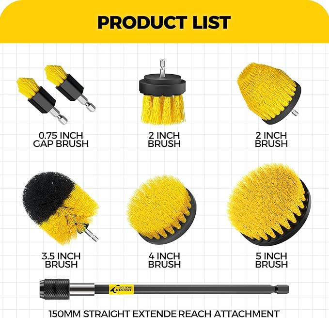 Holikme 8 Piece Drill Brush Attachments Set, Power Scrubber - Image 2