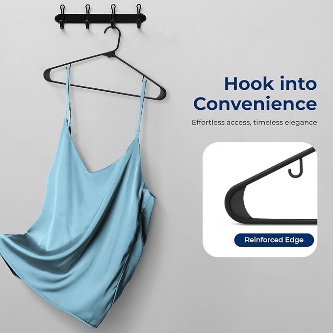 SereneLife 150-Piece Plastic Hangers Black – Heavy Duty Non-Slip Clothes Hanger - Image 6